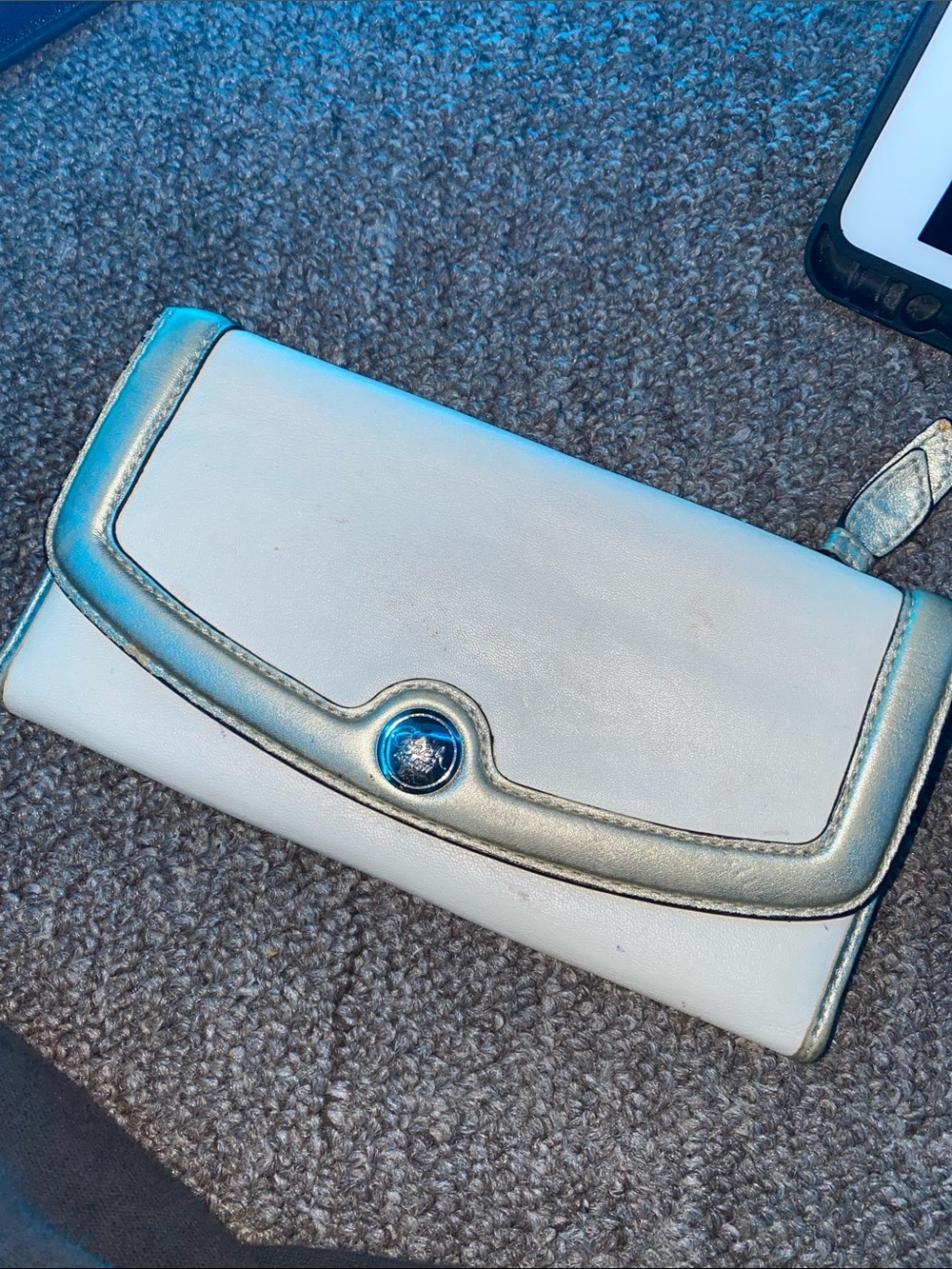 Coach White Wallet with Metallic Silver Trim